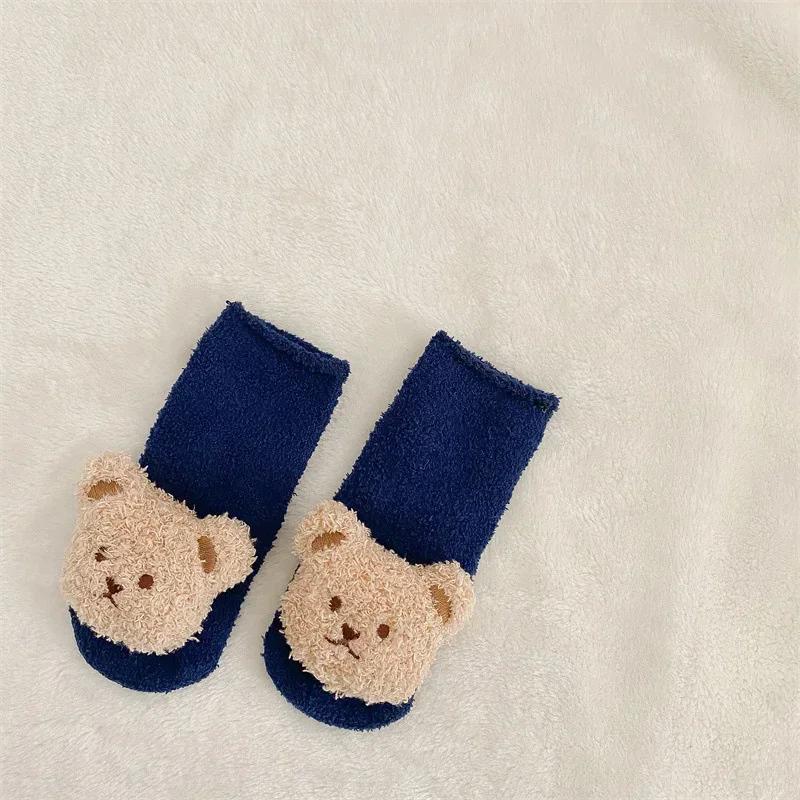 Cartoon Bear Baby Socks Girls Boys Newborn Anti Slip Soft Warm Winter Autumn Toddler Indoor Floor Thick Socken Infant Stockings