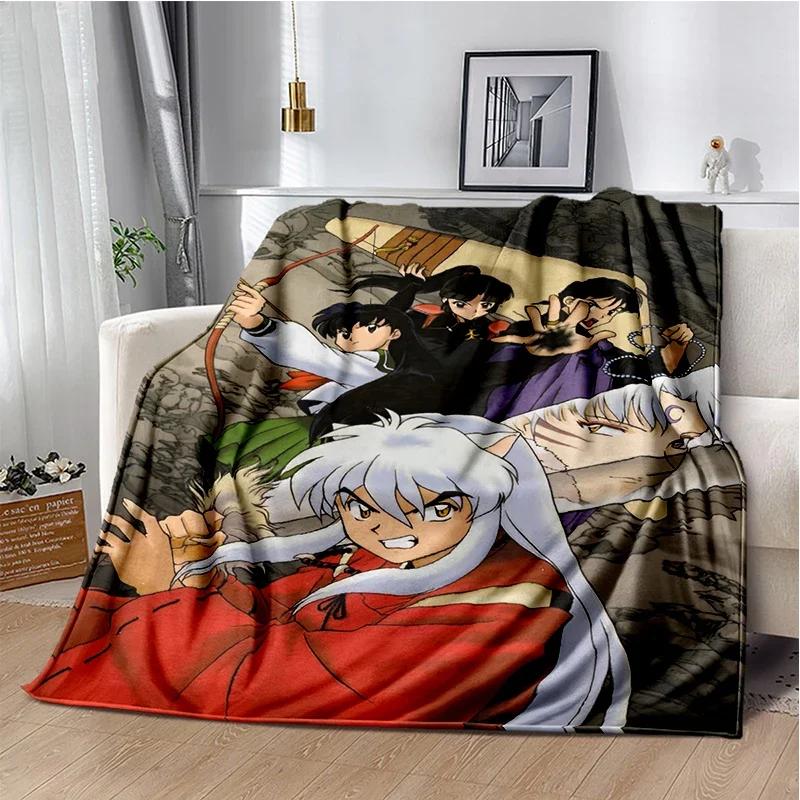 Cartoon Anime Inuyasha Throws Blanket for Sofa Bedding Couch Hiking Picnic Super Soft Cute kawaii Flannel Blanket birthday gift