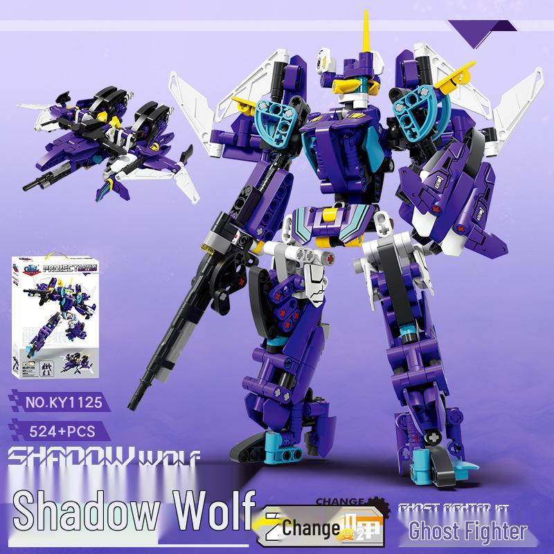 KaiZhi 2-in-1 Transformable Shadow Wolf Robot Model Building Kit for Boys Color Box: 51*35*7cm