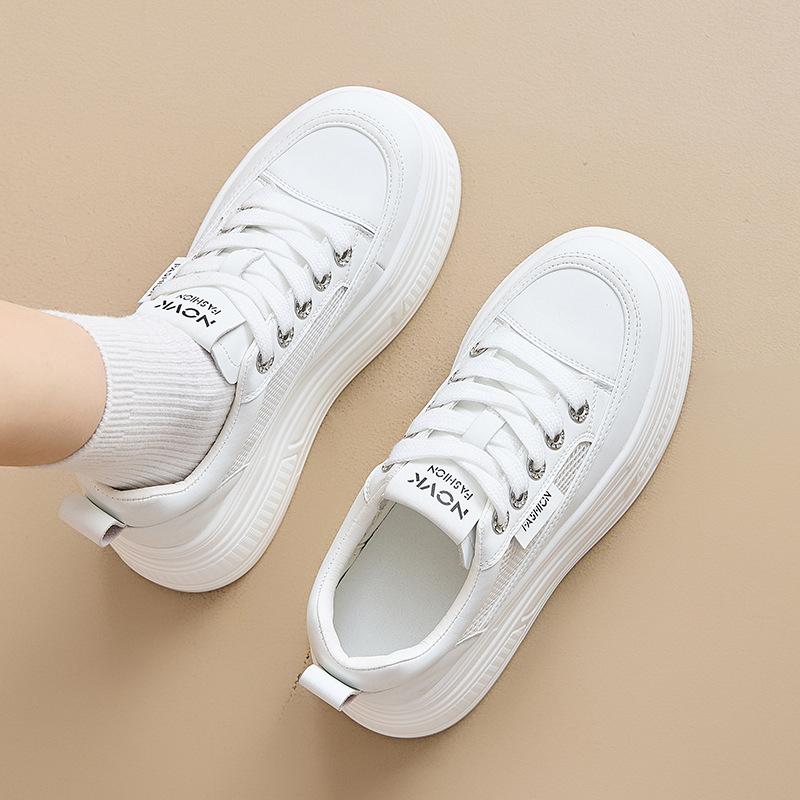 Womens Colorblock Platform Chunky Sneakers Hidden Heel Lift Lace Up Casual Shoes Thick-Soled Platform Breathability Versatile