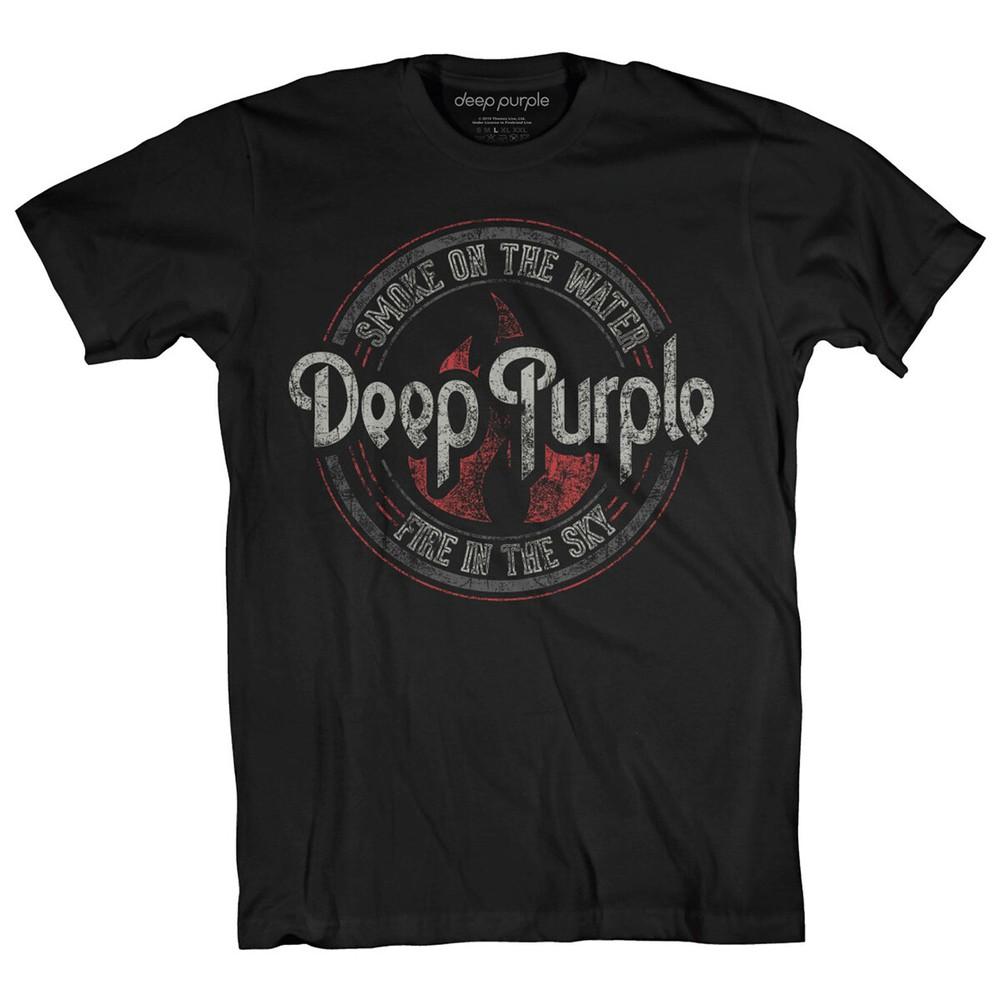 Deep Purple T-Shirt Smoke Circle Band Official New Black