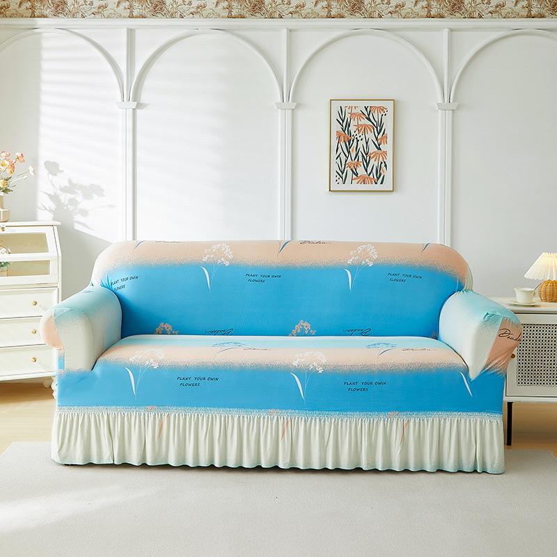 All Inclusive Elastic Sofa Set Skirt Style Dust Proof and Anti Slip All Cover for Three People and One Person Universal Cover with Tassels