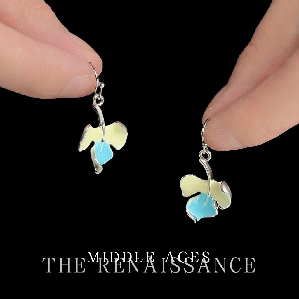 Литературные эмалевые серьги с капельным маслом, градиентным изменением цвета, в форме листа, модный элегантный дизайн, серьги для женщин