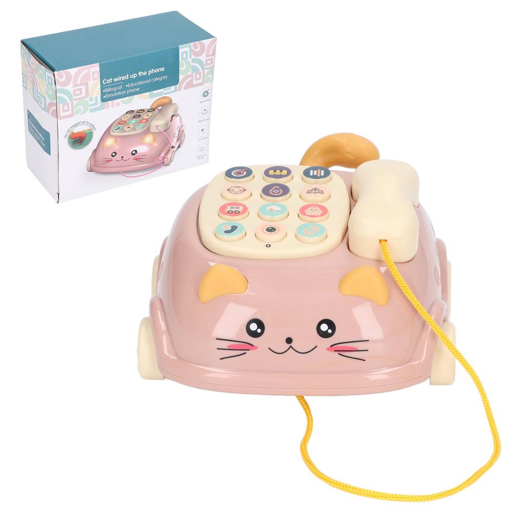 Baby Phone Toddlers Musical Toy Pretend Phone Call Toy Car Bilingual Story NaMachine Kitty Shape for Enlightment