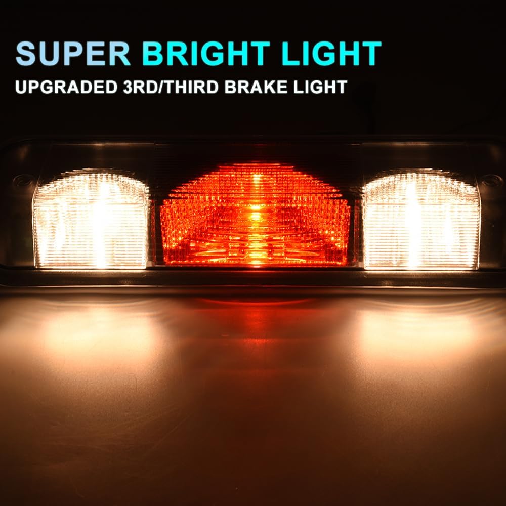 PIT66 3Rd Brake Light Compatible With 2004-2008 Ford F150 High Mount Center Rear Roof Third Cargo Light Parking Light Halogen Clear/Red Lens Tercera