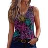 Women's Sleeveless V Neck Tank Top Casual Halloween Pumpkin Print Blouse Lightweight Summer Shirt for Everyday Wear
