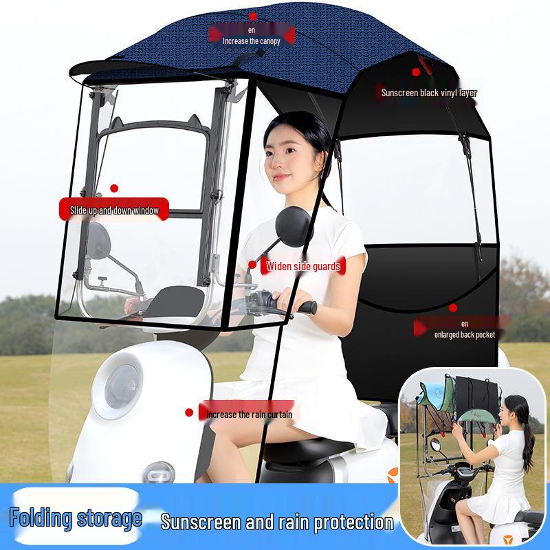 Rozkładana markiza i osłona przeciwdeszczowa do motocykli i trójkołowców.