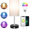 Bedroom Lamp with Smart RGB LED Bulb, Multicolor Changing Table Lamp for Bedroom with 2 USB Port, Dimmable Bedside Lamp Work with Alexa, Smart