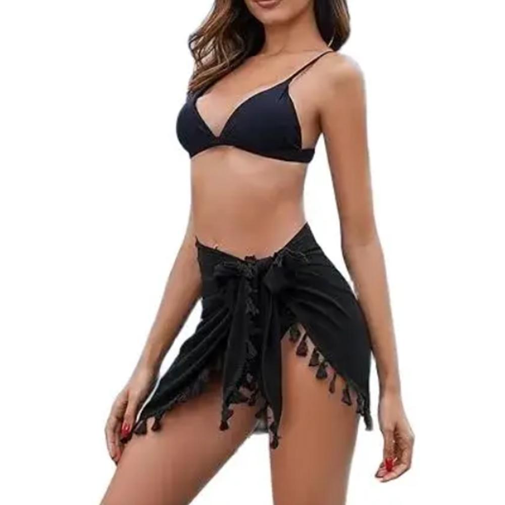 Women's Sarong Coverups Sexy Short Bathing Suit Chiffon Wrap Skirt Beach Swimsuit Cover Ups with Tassels Swimwear