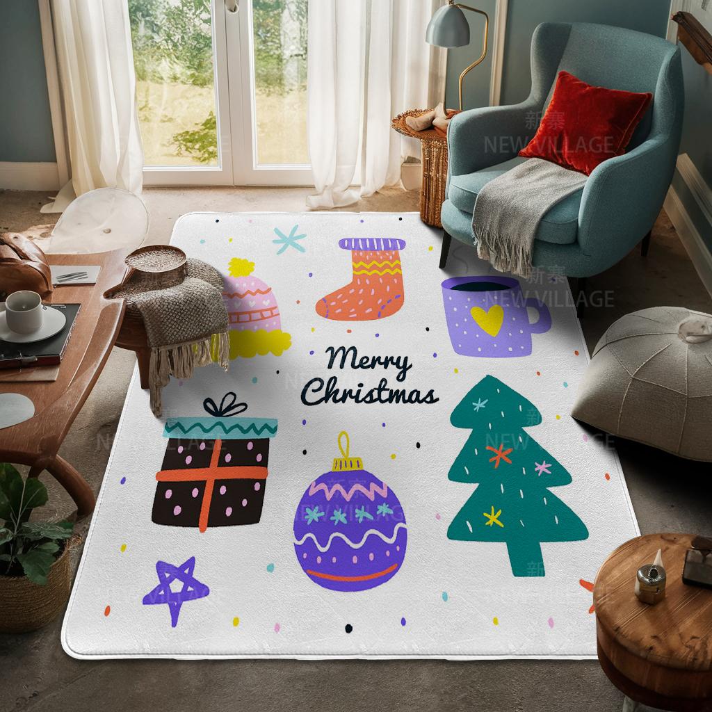 House Entrance Carpet Home Door Mat Living Room Bath Foot Bathroom Non-slip Water Absorption Rugs Bath Merry Christmas Winter