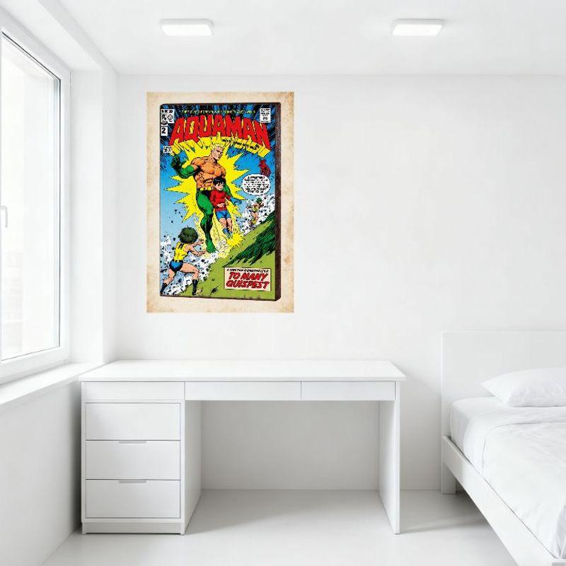 Vintage Aquaman #2 Comic Cover Metal Tin Sign, 1960s 70s Style, 35 Cents Price, Action Scene with Characters, Home Bar Man Cave