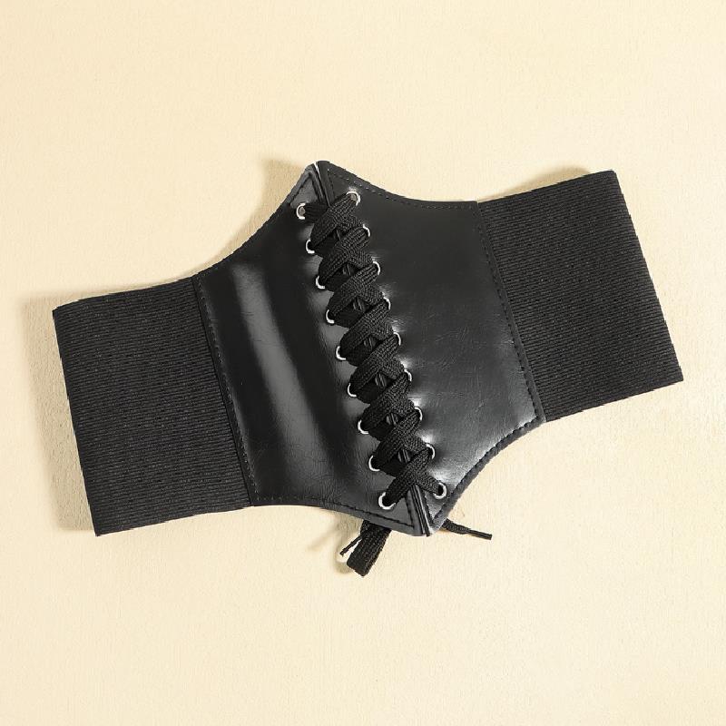 Corset Punk Black Wide Belt PU Leather Slimming Body Belts for Women Elastic High Waist Belt Female Dress Belt Body Shapewear