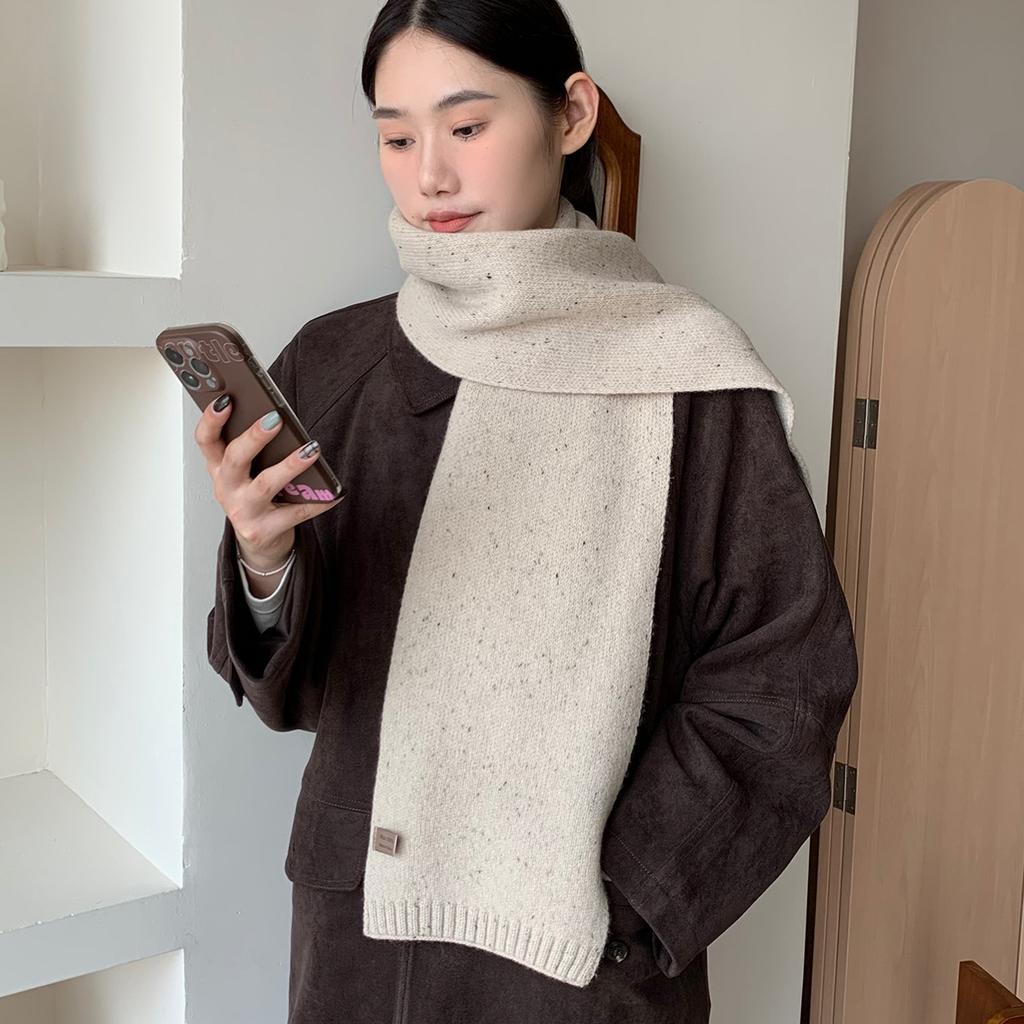 Korean Style Autumn and Winter Couples Thickened Wool Scarf Women's Warm Small Knitted Wool Scarf