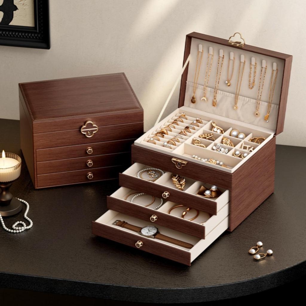 Jewelry Storage Box Hard Construction with Drawers Spacious