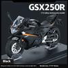 1/12 Scale Suzuki GSX-250R Motorcycle Toy Alloy Diecast Model Sound and Light Toys Rubber Tires Miniature Racing Model Present for Kid