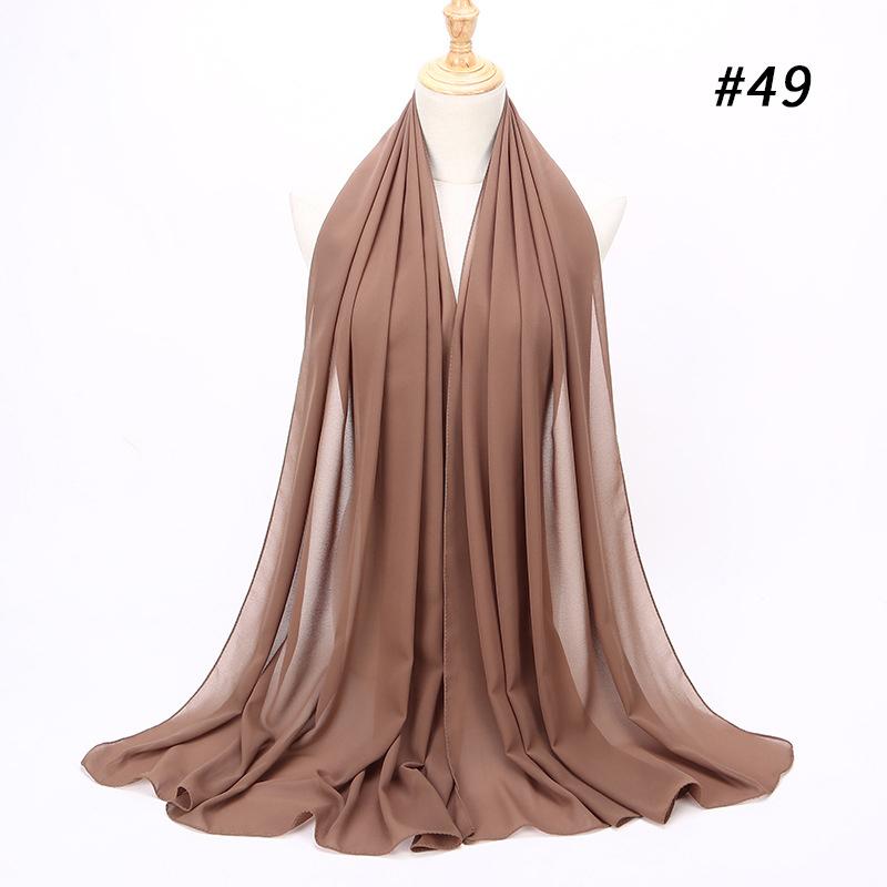 Muslim Plain Bubble Chiffon Hijab Scarf Women Scarves Long Shawls And Wraps Head Scarf Solid Color Soft Silk Feeling Headband
