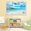 57*90cm 3D Beach Gull Hot Air Balloon False Window Wall Painting Living Room Bedroom Removable Wall Sticker Hoom Decor