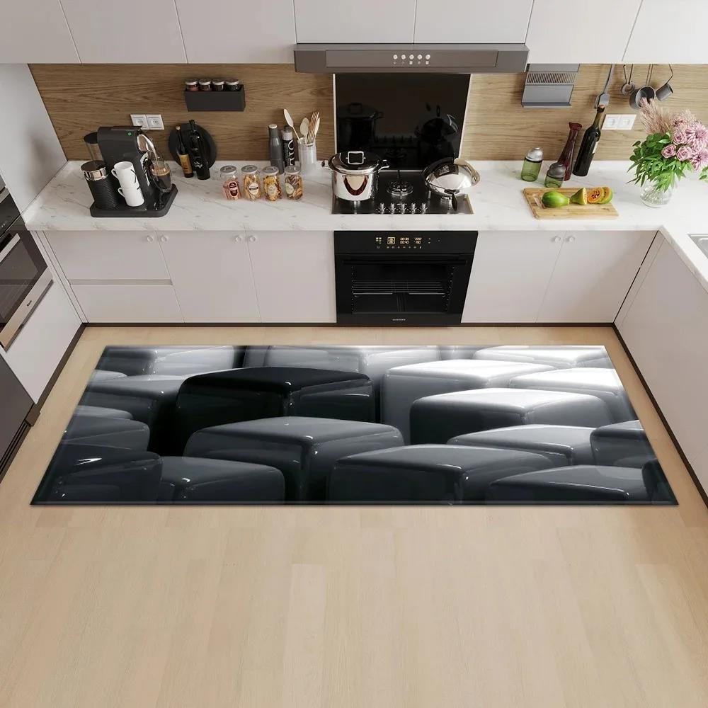 Geometric Square Pattern Home Kitchen Floor Mat Door Front Decoration Floor Mat
