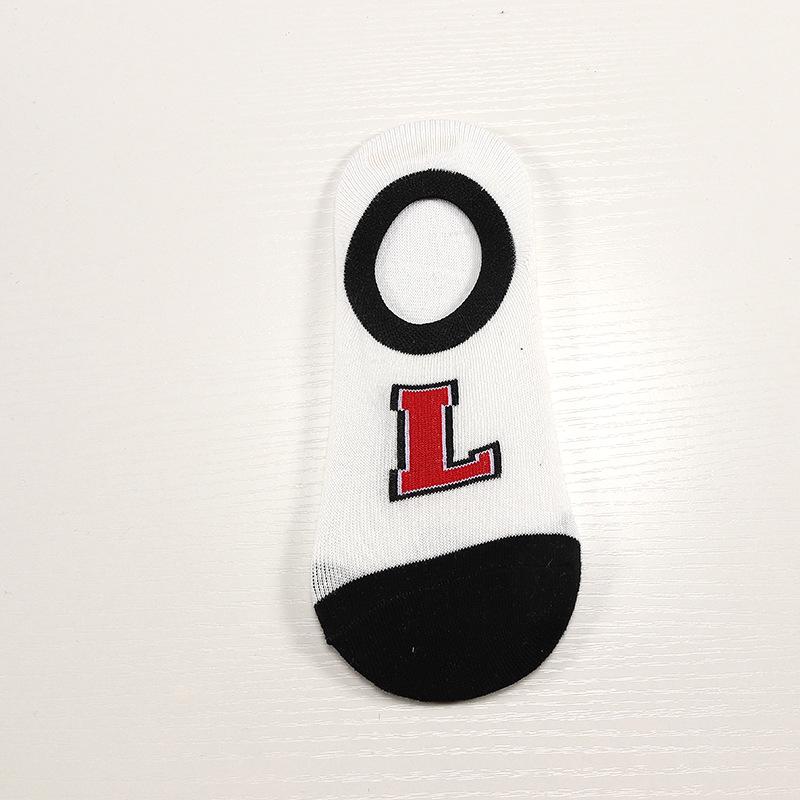 5 Pair/set Women Socks Invisible Silicone Non Slip Boat Socks Funny Cute Cartoon Letter Print Sock