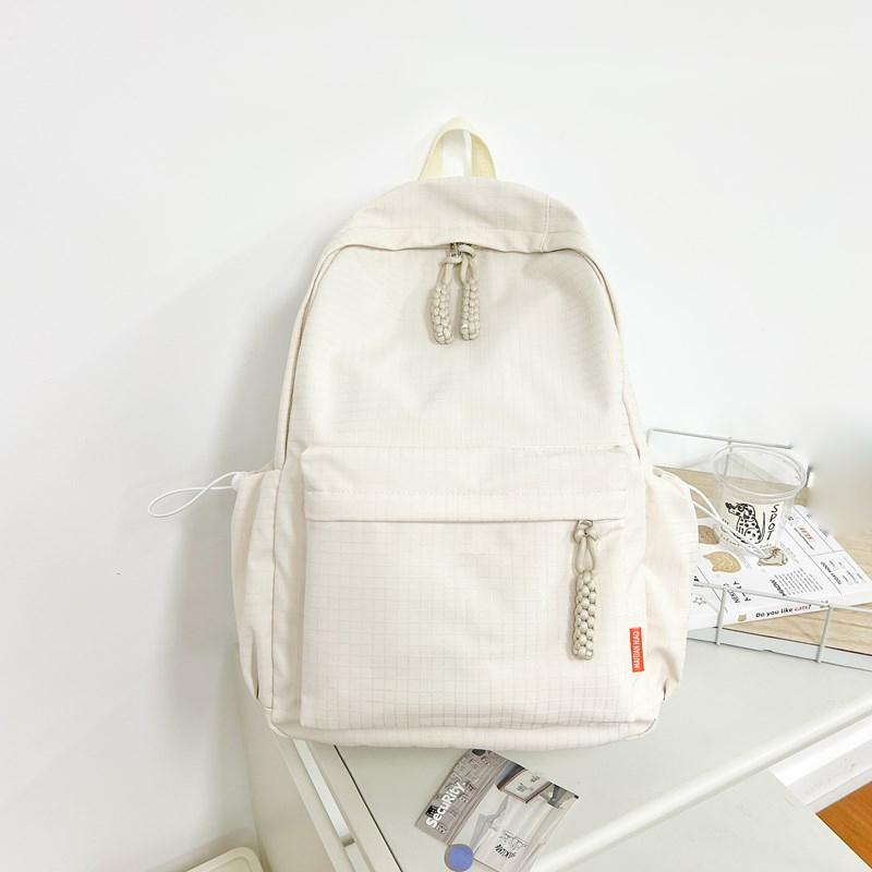 Solid Color Women's Backpack Large Capacity Student School Bag
