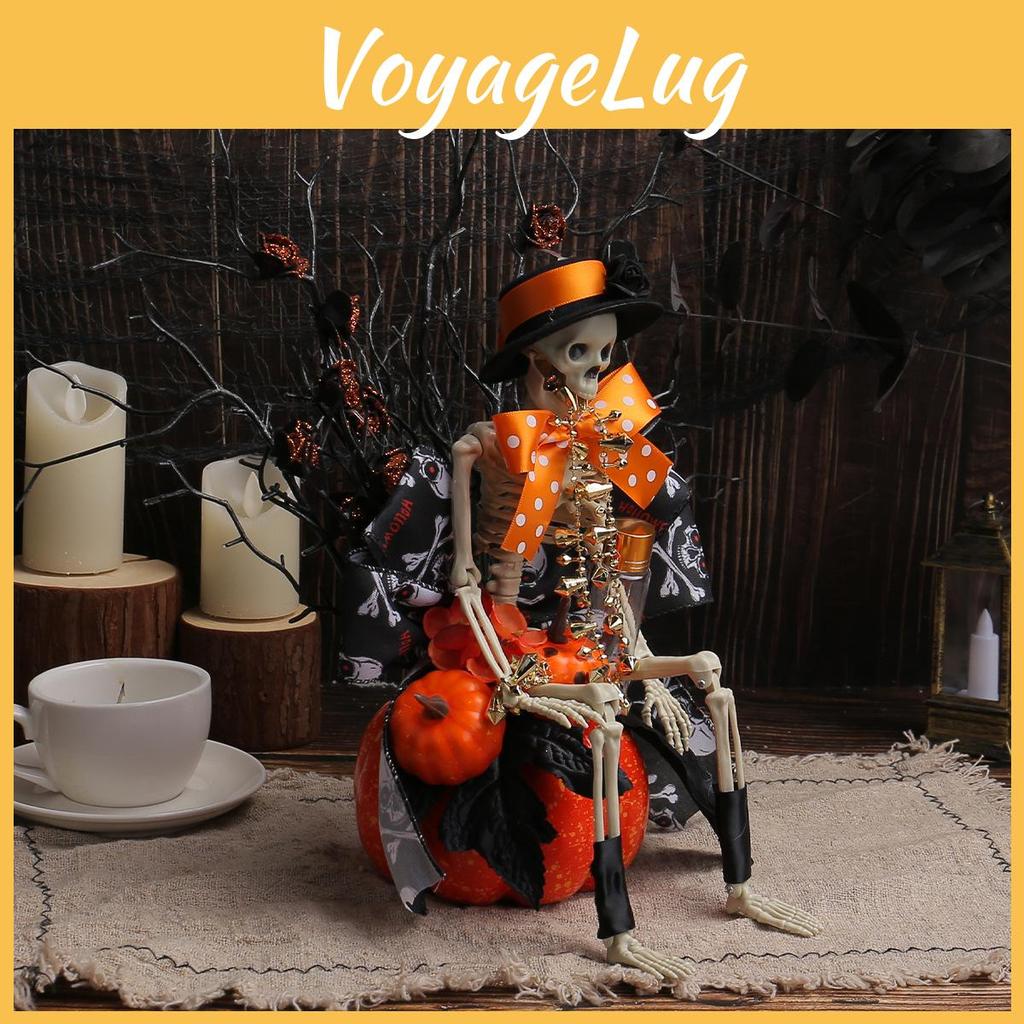 Skeleton Pumpkin Halloween Tabletop Ornament Party Decoration Spooky Event Props