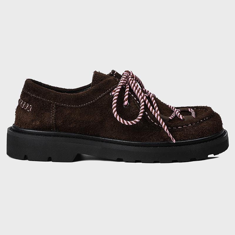 Fashion NEW Autumn Women Flats Platform Loafers Women Round Toe Single Shoes Woman Thick Bottom Suede Leather Shoes Women Mujer