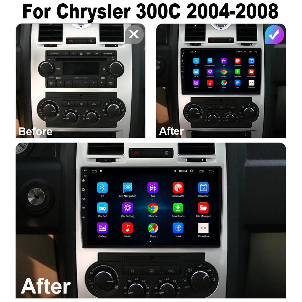 Android 13 Pour Chrysler 300C Aspen 2004 - 2008 Autoradio Lecteurs vidéo de voiture CarPlay Android Auto GPS Pas de 2 din 2din DVD