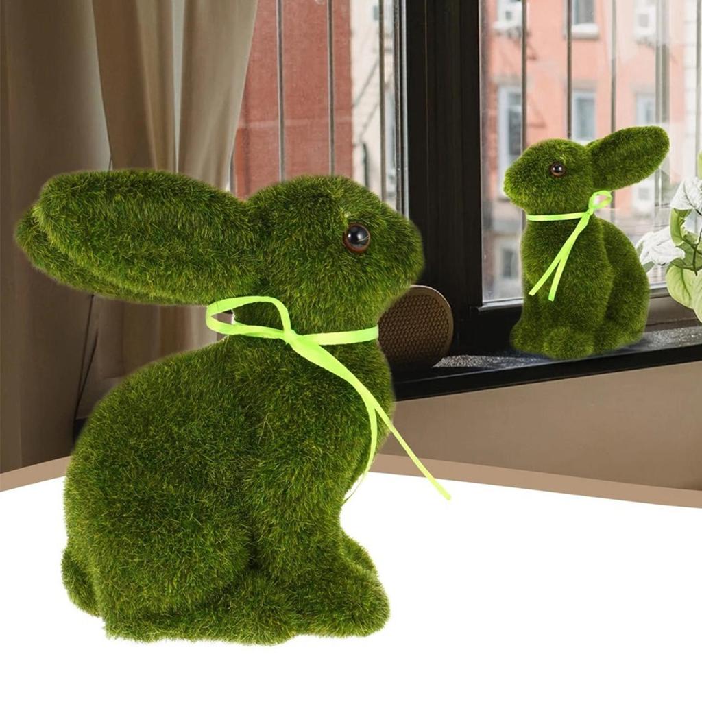 Outdoor Moss Bunny Animal Statue Craft Easter Decoration Rabbits Statue Holiday Animal Decor For Spring Easter Home Table Decor