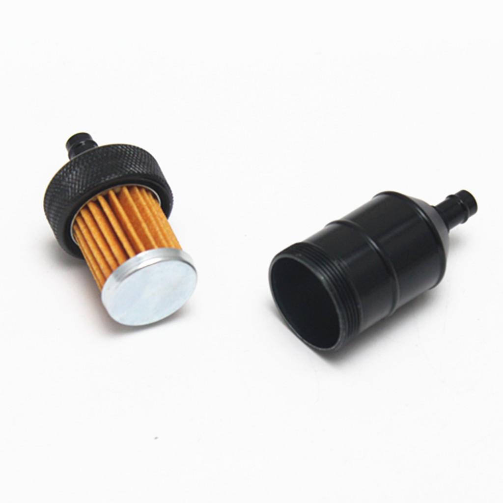 2 Pieces 8mm Aluminium Inline Fuel Petrol Diesels Filter Black