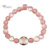 Delicate Beaded Jewelry for Charity Breast Cancer Awareness Bracelets, Ribbon Charm Beads Stretchable Bead Bracelet Daily Wear Elastic Bracelet,