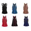 Damenkleid im mittelalterlichen königlichen Stil, mit Schnürung, Kapuze und Fledermausärmeln, Maxikleid mit Taillenbesatz, quadratischem Kragen, Bühnenauftritt, Halloween, Renaissance, Cosplay
