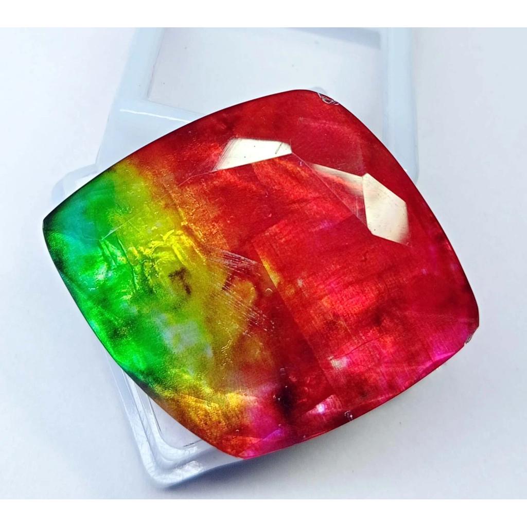 Beautiful Natural Opal-Like Organic Ammolite Bicolour 50 Ct Fancy Cut Gemstone