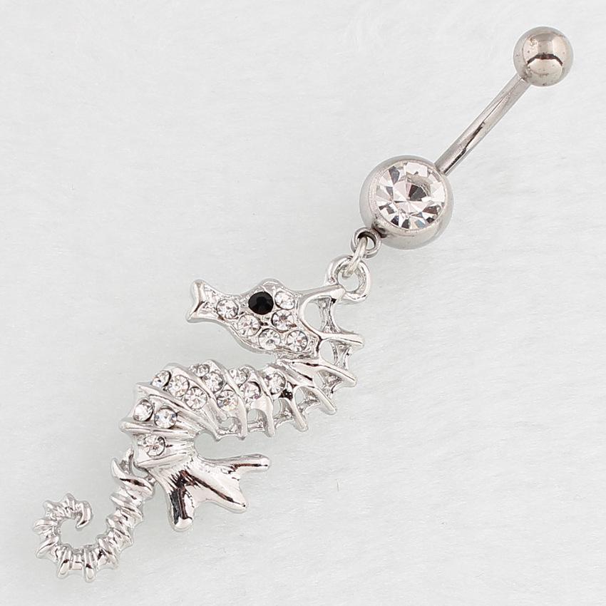 

Клипса для пупка Морской конёк - Медицинская нержавеющая сталь, украшение для пирсинга тела белый