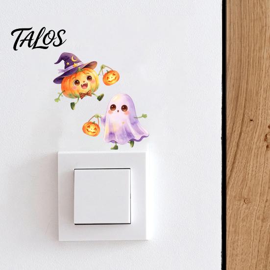 Ghost Light Switch Decals Halloween Pumpkin Sticker, Cartoon Self-Adhesive Removable Holiday Sticker Wall Decoration Decal for Living Room Bedroom