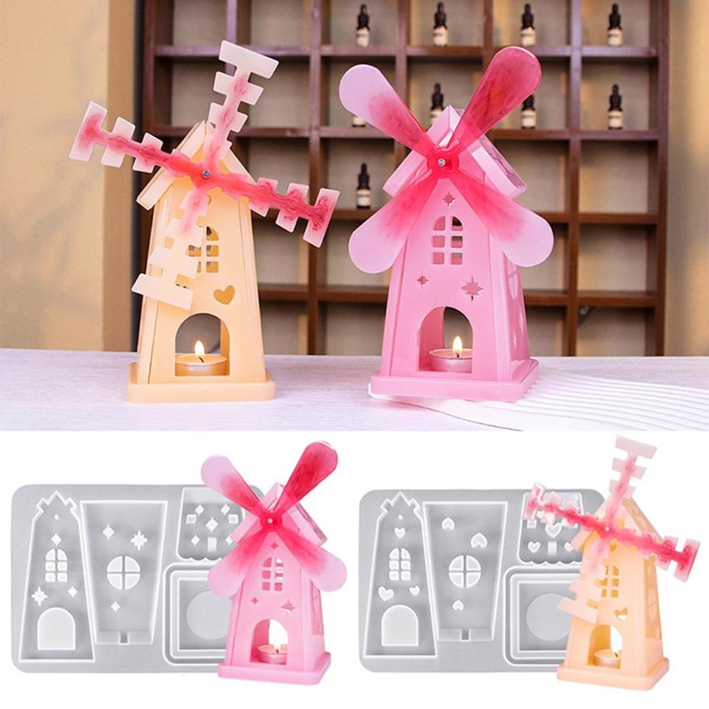 Candle Holder Silicone Mold Rotating Windmill Shape Handmade Art Supplies Silicone Texture for Making Candle Holder