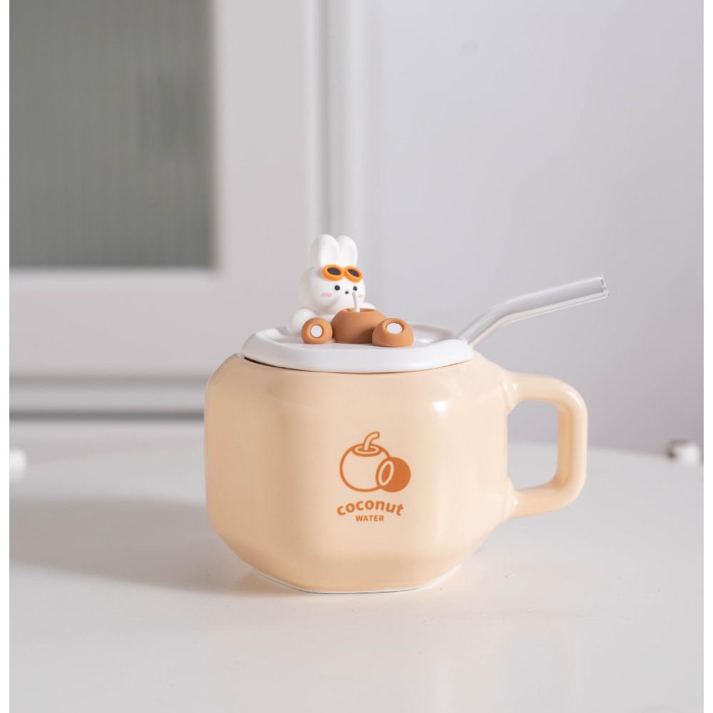 

Mug with lid Creative souvenir Internet celebrity rabbit design ceramic mug Ceramic mug 301-400ml
