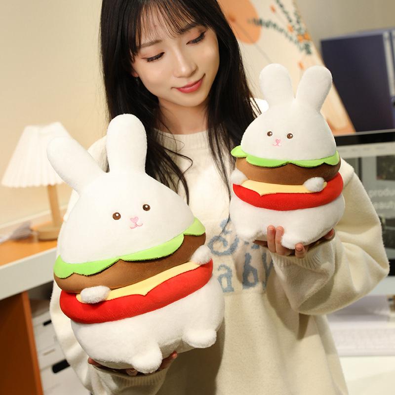 Creative Soft Burger Rabbit Doll Plush Toy Little White Rabbit Doll Children's Soothing Ragdoll Birthday Gift