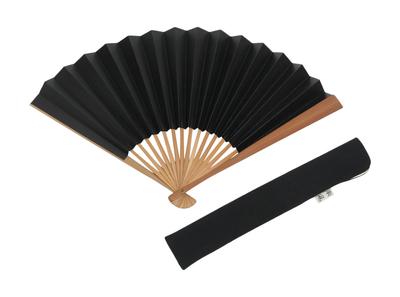 Bolso de abanico plegable de madera negra hecho a mano por artesanos de Shibu Kyoto de gran tamaño [Hasegawa], abanico, incluido, caja,