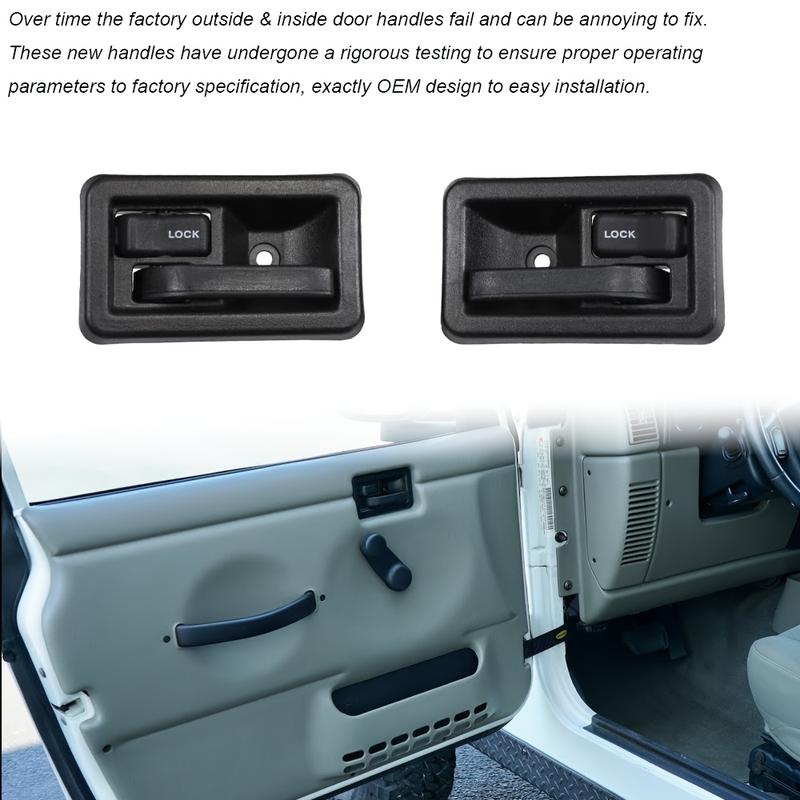 Door Handle Set For 91-96 Jeep Wrangler YJ 97-06 TJ Exterior Interior Left Driver & Right Passenger Side 79540 79541 55176383AE