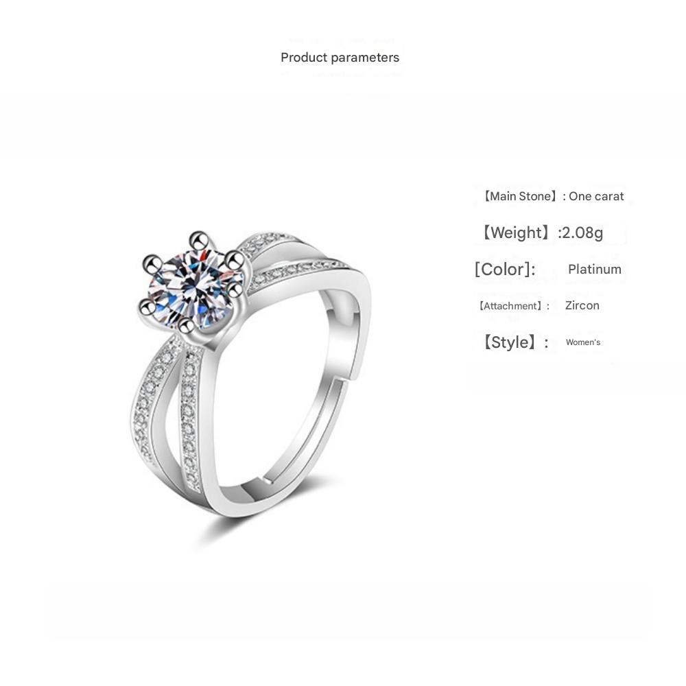 925 Sterling Silver Ring Inlaid With Aaaaa Round 1 Carat Zircon Women's Fashion Birthday Wedding Valentine's Day Jewelry Gift