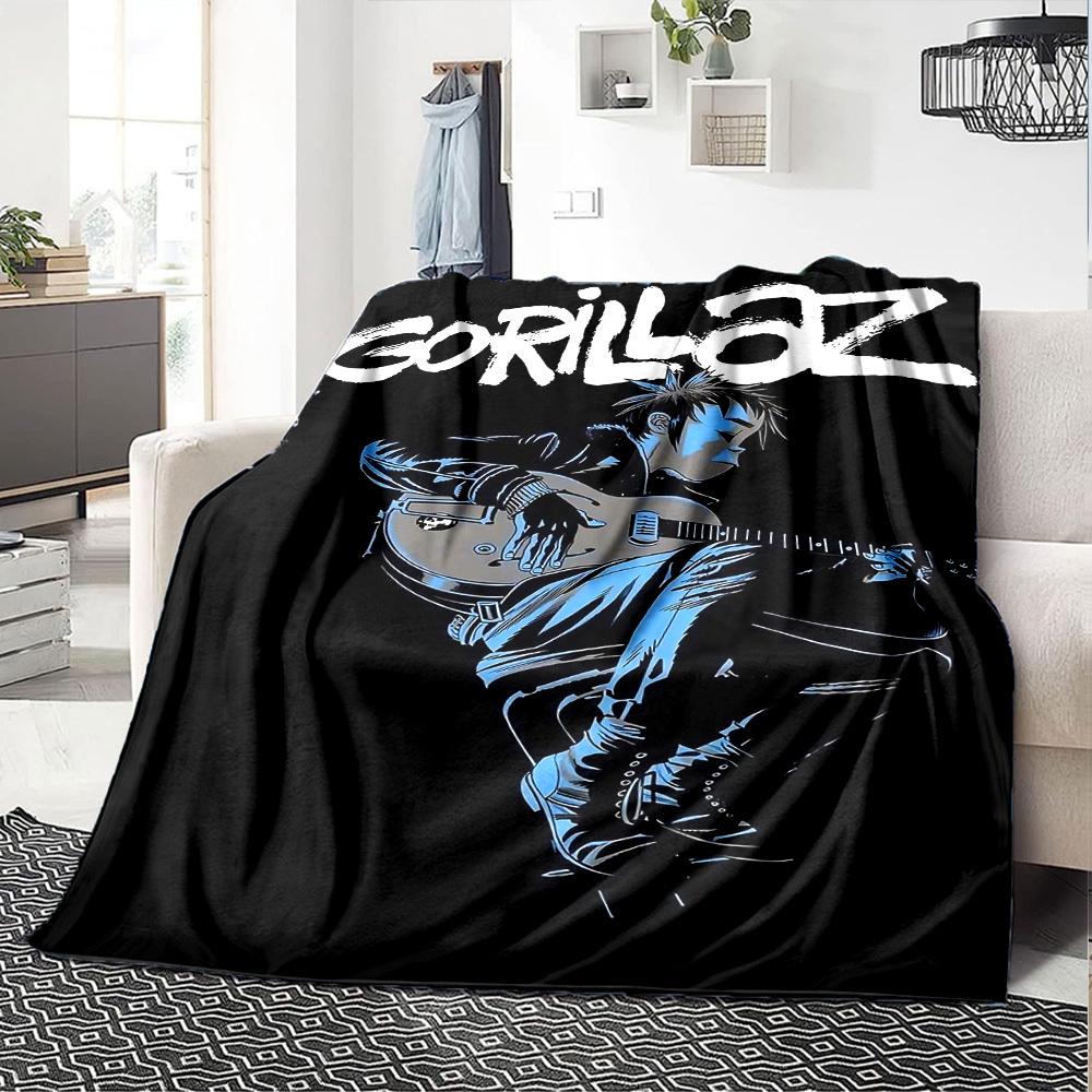 1 Stück Gorillaz Musik Weiche Flanell Ganzjahresdecke für Zuhause, Büro, Außenbereich Strapazierfähiger Komfort Weiche Warme Decke für Zuhause