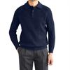 Men's Solid Color Knitted Buttons Lapel Long Sleeve Top Men's Casual Fashion Long Sleeve Top