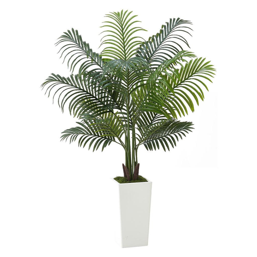 Artificial Areca Palm Tree 1524 Mm, Fake Palm Tropical Plants with White Tall Planter, Faux Floor Silk Plant In Pot, Large Trees for Home Office