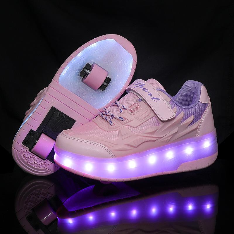 Işıklı Çocuk Parlayan Çift Tekerlekli Paten Ayakkabıları - Erkek ve Kız Çocukları İçin Inline Paten