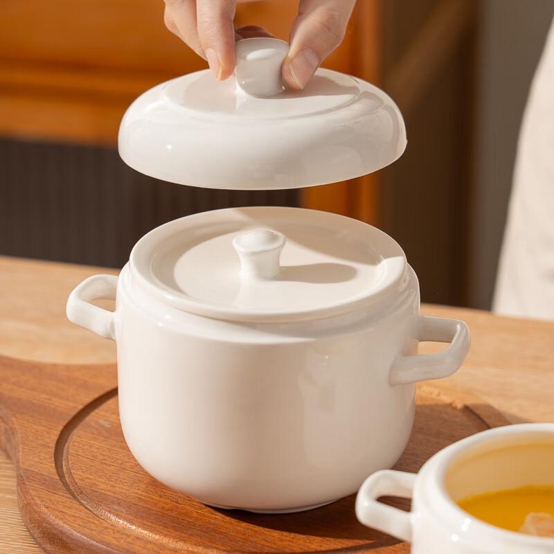 Zhishi Ceramic Double-Handled Stew Pot with Lid
