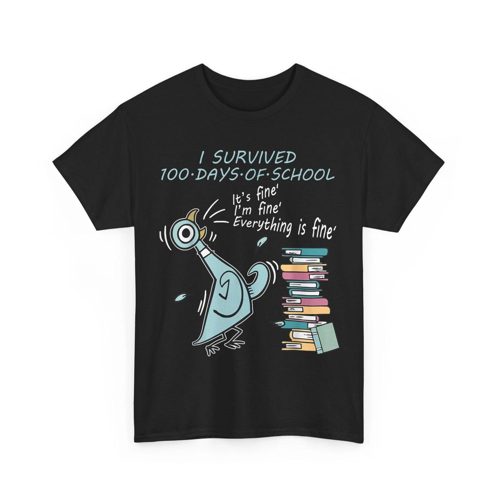 I Survived 100 Days of School Funny Pigeon 100th Day Teacher T-Shirt L