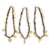 Holiday Style Starfish Shell Coconut Tree Sun Pendant Necklace, Sexy Leopard Print Cotton Collarbone Necklace
