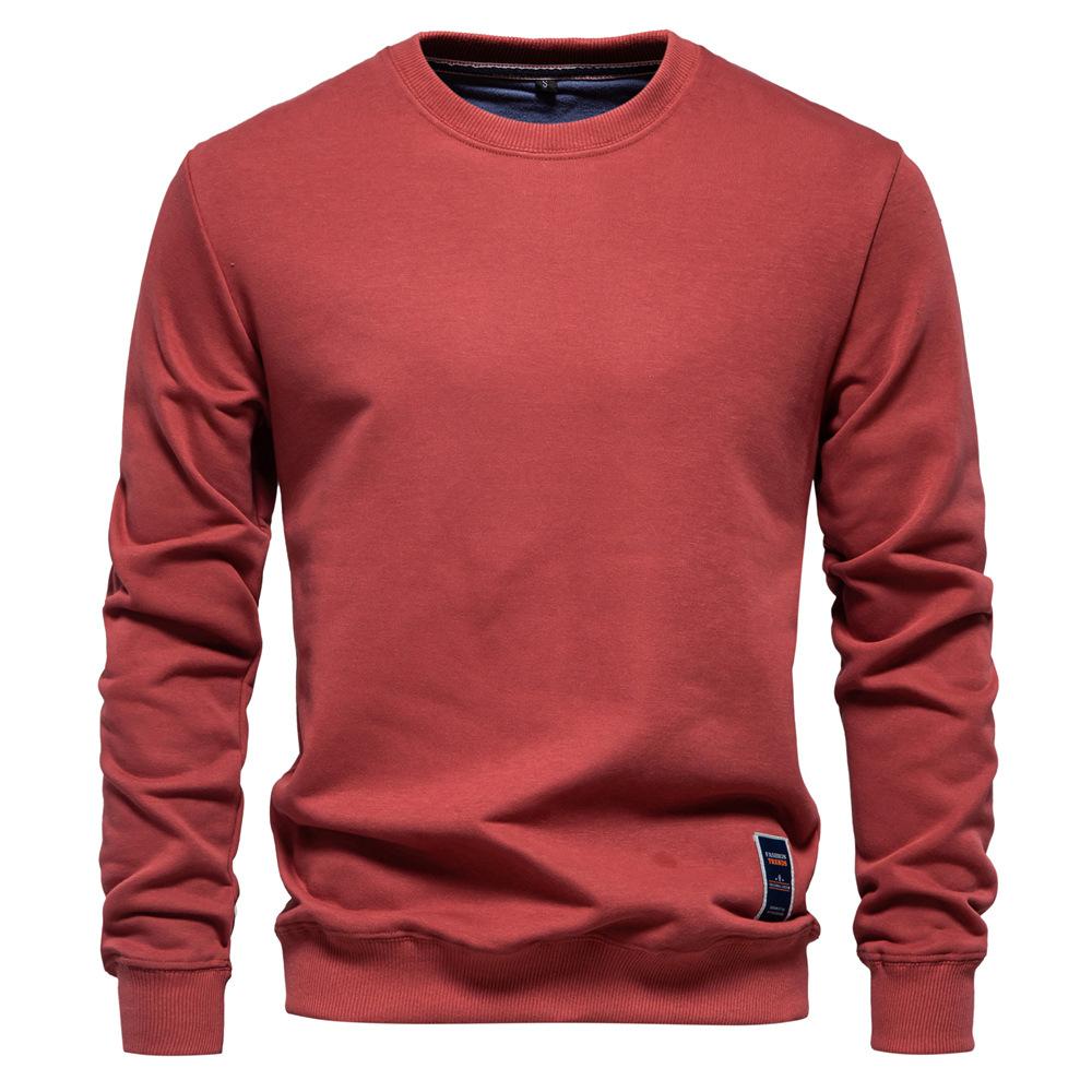 

New Autumn Men s Loose Solid Color Crew Neck Pullover XXL помаранчевий