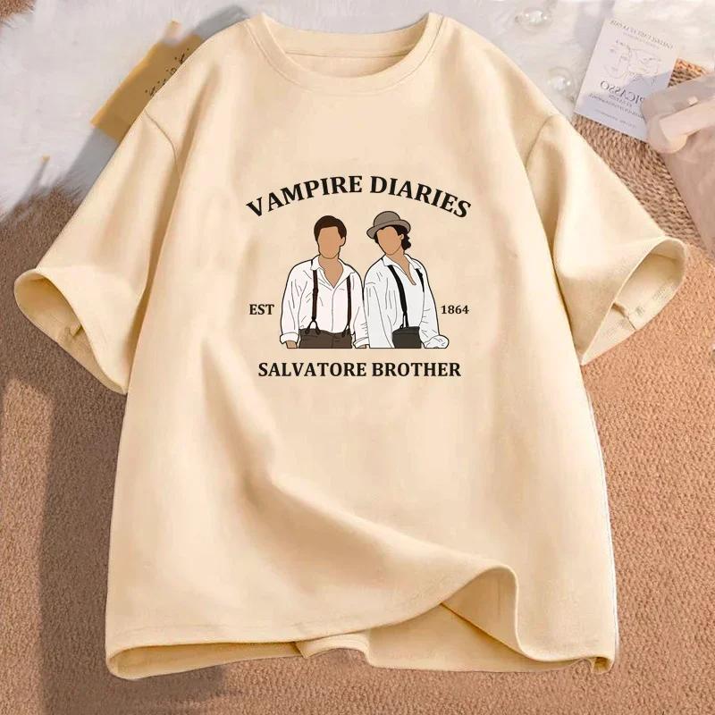 Trička Upířích deníků pro ženy Mystic Falls Virginia Salvatore Bratr 1864 Tričko Podzim Damon Dámské oblečení Streetwear