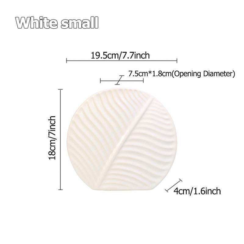 Ceramic Leaf Vase with Natural Vein Texture, Modern Minimalist Decorative Vase for Home & Office Decor